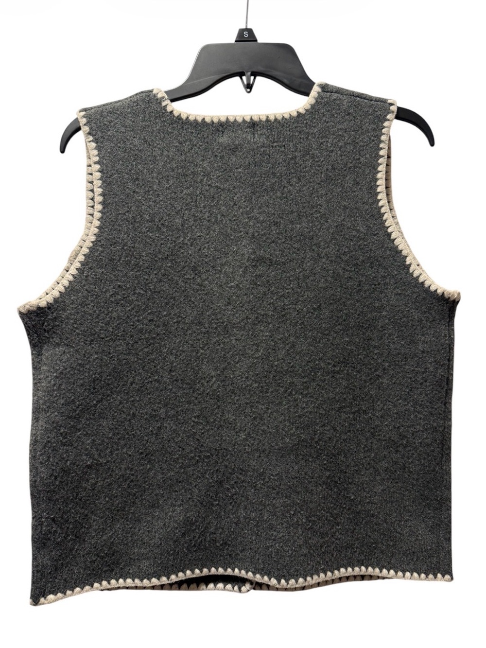 Song of Style Charcoal Scallop Trim Gold Button Sweater Vest M - Picture 3 of 5
